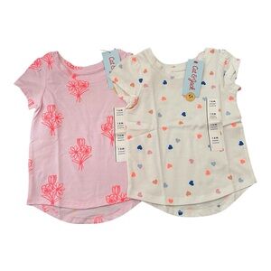 Cat & Jack 18M Toddler Girl Short Sleeve Shirt Set Floral Hearts NWT